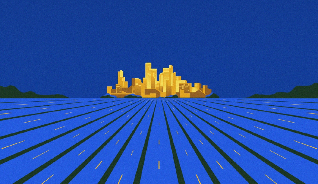 illustration of paths to golden city 