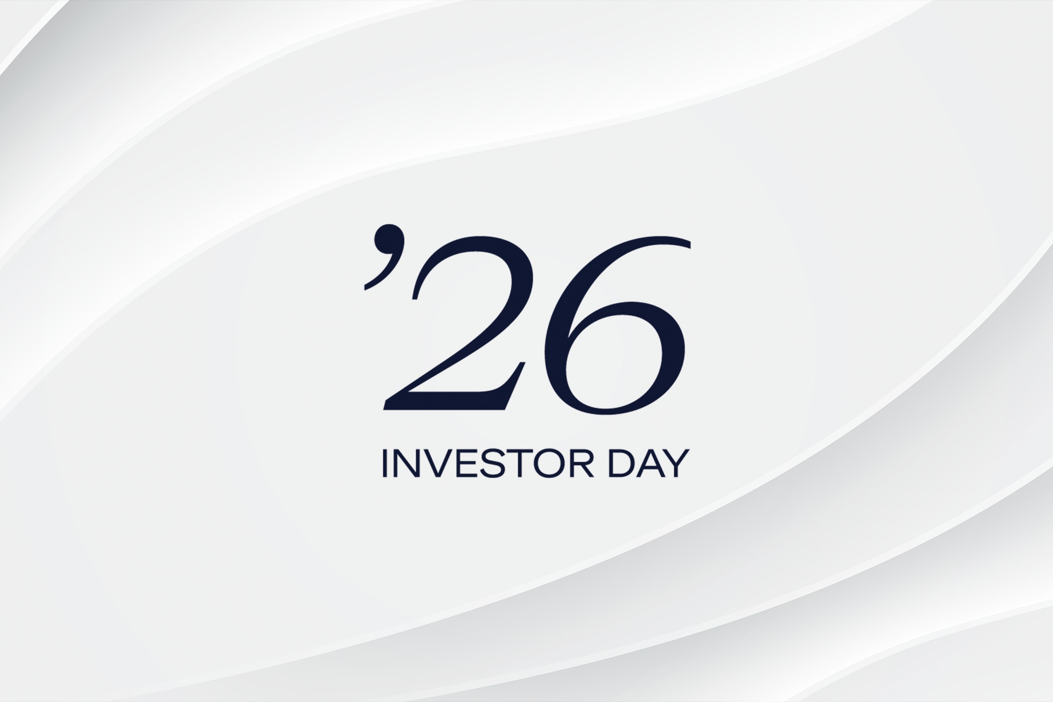 Citi 2026 Investor Day banner with text that displays 26 Investor Day on a white and grey wavy background