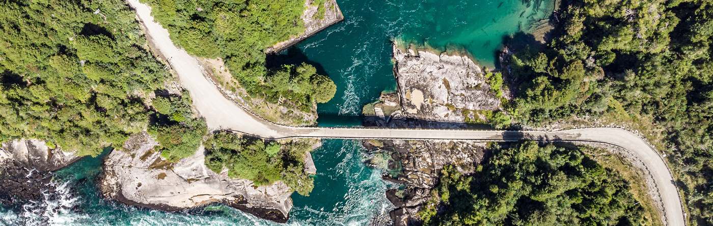 Chile arial view of trees and water