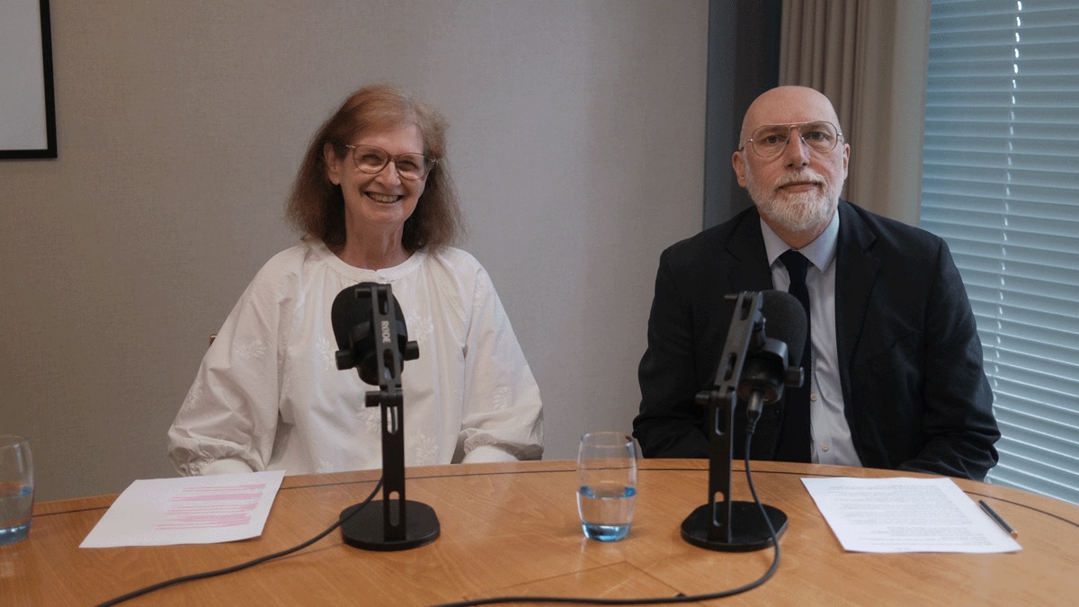 Amanda Hale and Matthew Cherril seated at table